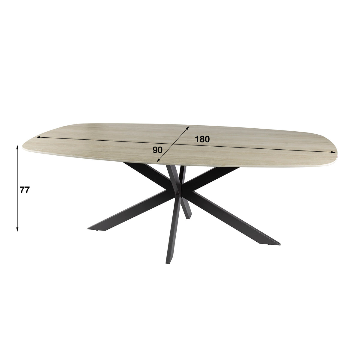 Aureo Ovalt Bord 180 cm Travertin Keramik 