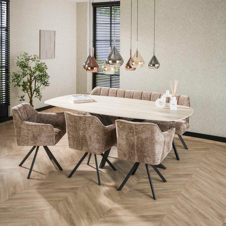 Valente Ovalt 215 Travertin 3D Keramik Spisebord 
