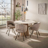 Eettafel - Ronde eettafel Jimi Ø120 cm beige travertin keramiek - Dimehouse