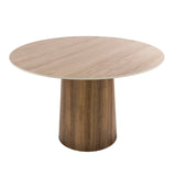 Eettafel - Ronde eettafel Jimi Ø120 cm beige travertin keramiek - Dimehouse
