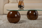 Salontafel Sphere Walnoot Transparant 120x70 cm Walnut Transparent Tempered glass