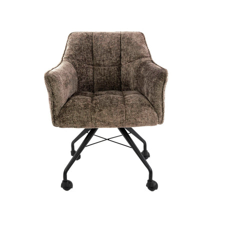 Sæt med 2 spisestuestole Richmond taupe stof med hjul 