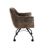 Sæt med 2 spisestuestole Richmond taupe stof med hjul 