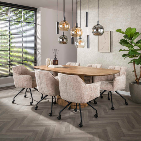 Sæt med 2 spisestole Hoven rich sand elegant 