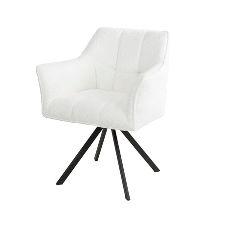 Set van 2 Eetkamerstoelen Lino Bouclé wit draaibaar