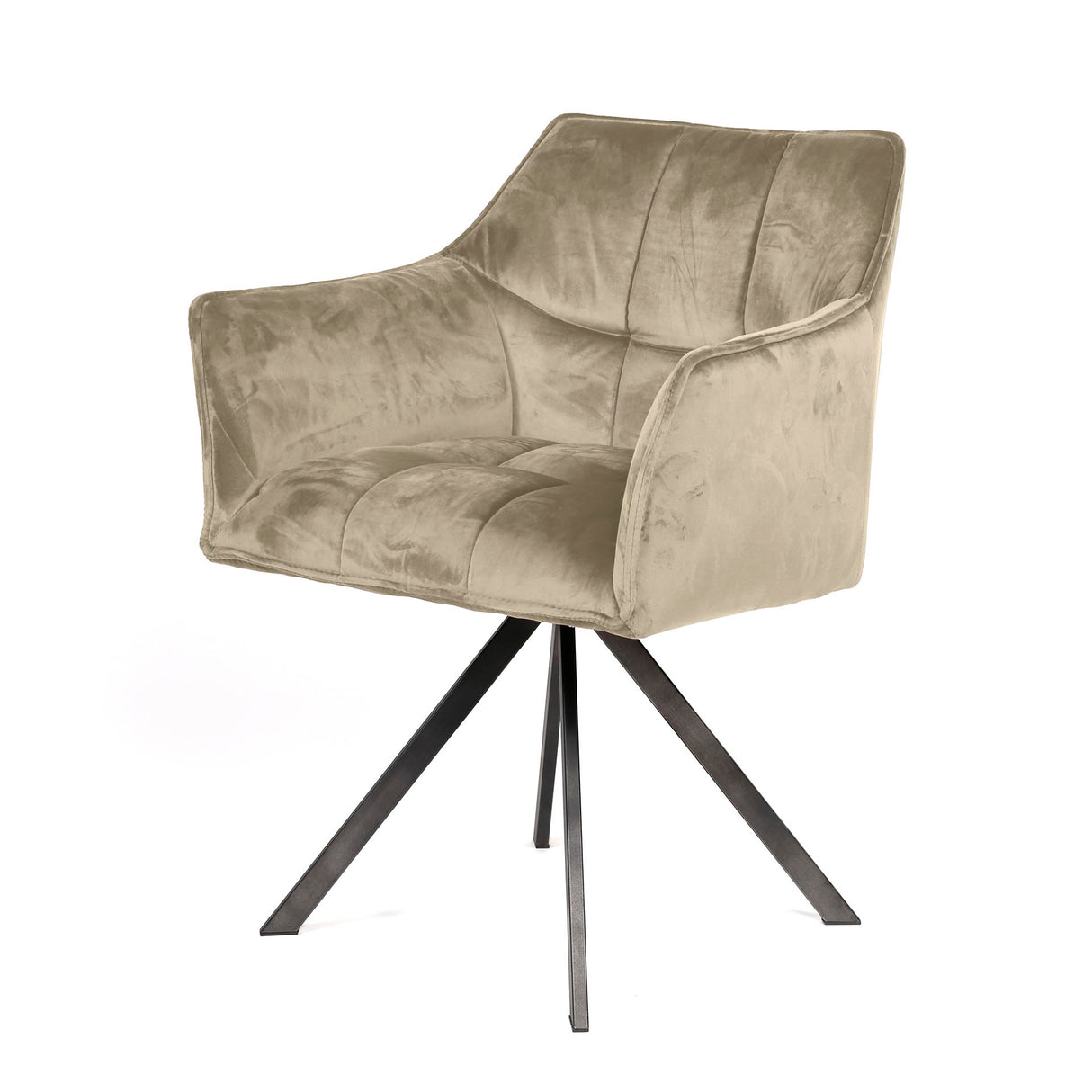 Sæt med 2 spisestuestole Lino Velvet Champagne Drejelig 