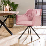 Sæt med 2 spisestuestole Lino Velvet Rosa Drejelig 