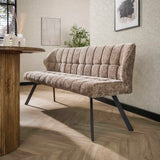 Spisebordsbænk Lino Chenille Stoff Rig Champagne Ternet 