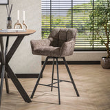Set van 2 Barkrukken Lino Chenille Stof Rich Taupe Draaibaar