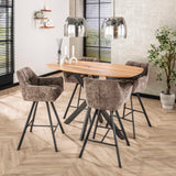 Set van 2 Barkrukken Lino Chenille Stof Rich Taupe Draaibaar