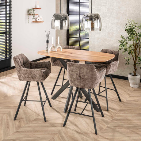 Barstol Lino Chenille Stoff Rijk Taupe Drejelig 
