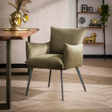 Eetkamerstoelen - Marlow eetkamerfauteuil velours groen - Dimehouse
