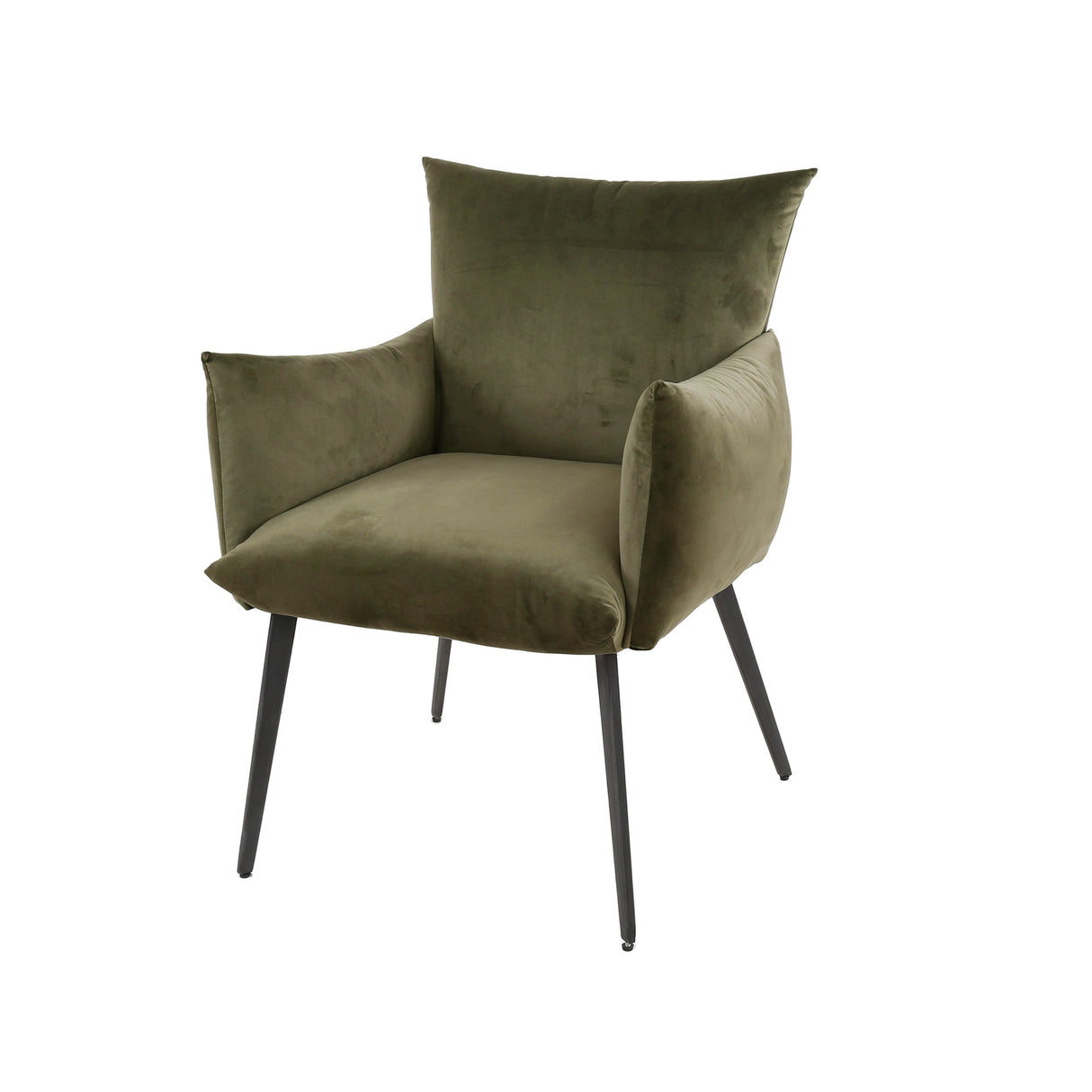 Eetkamerstoelen - Marlow eetkamerfauteuil velours groen - Dimehouse