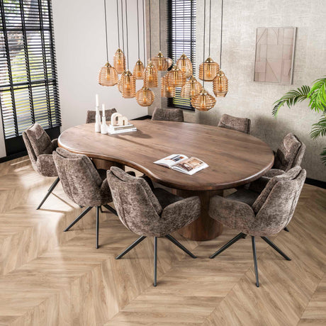 Sæt med 2 spisestuestole Elite Taupe Chenille stof Rich Drejbar 