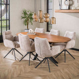 Set van 2 Eetkamerstoelen Elite Zand Chenille Stof Rich Draaibaar