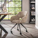 Spisebordsstol med hjul Springo drejelig Eagle stof Sand 