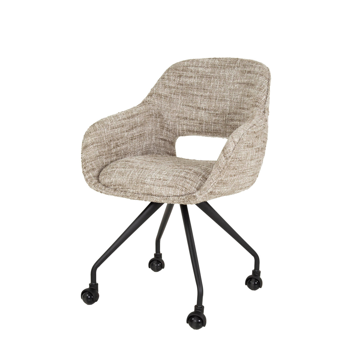Set van 2 Eetkamerstoelen Met Wieltjes Springo Draaibaar Eagle Stof Zand