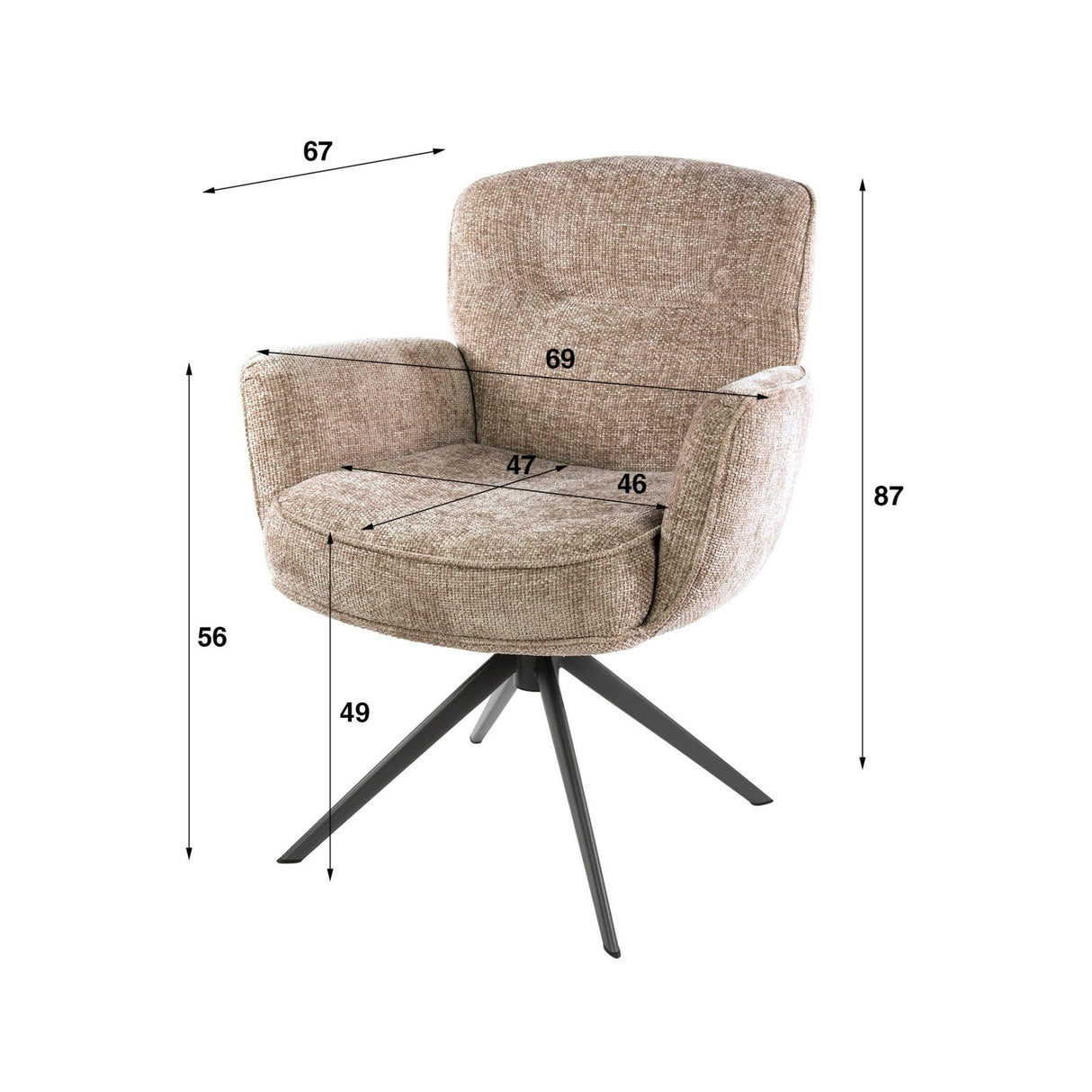 Sæt med 2 spisebordsstole Savona drejelig Hoven rich sand 