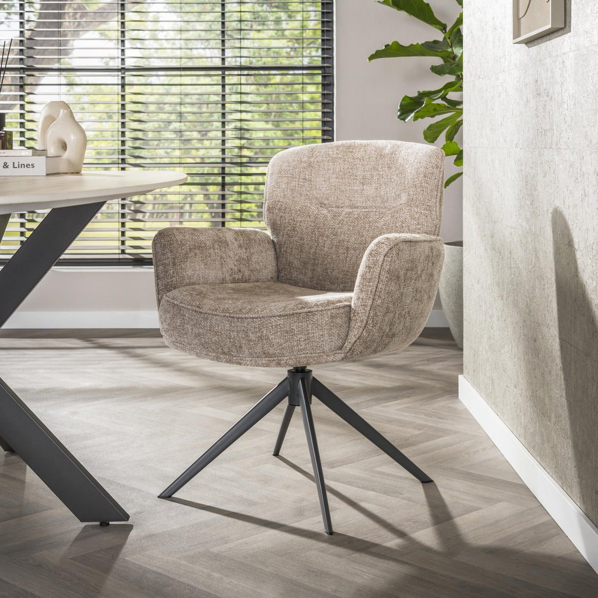 Sæt med 2 spisebordsstole Savona drejelig Hoven rich sand 