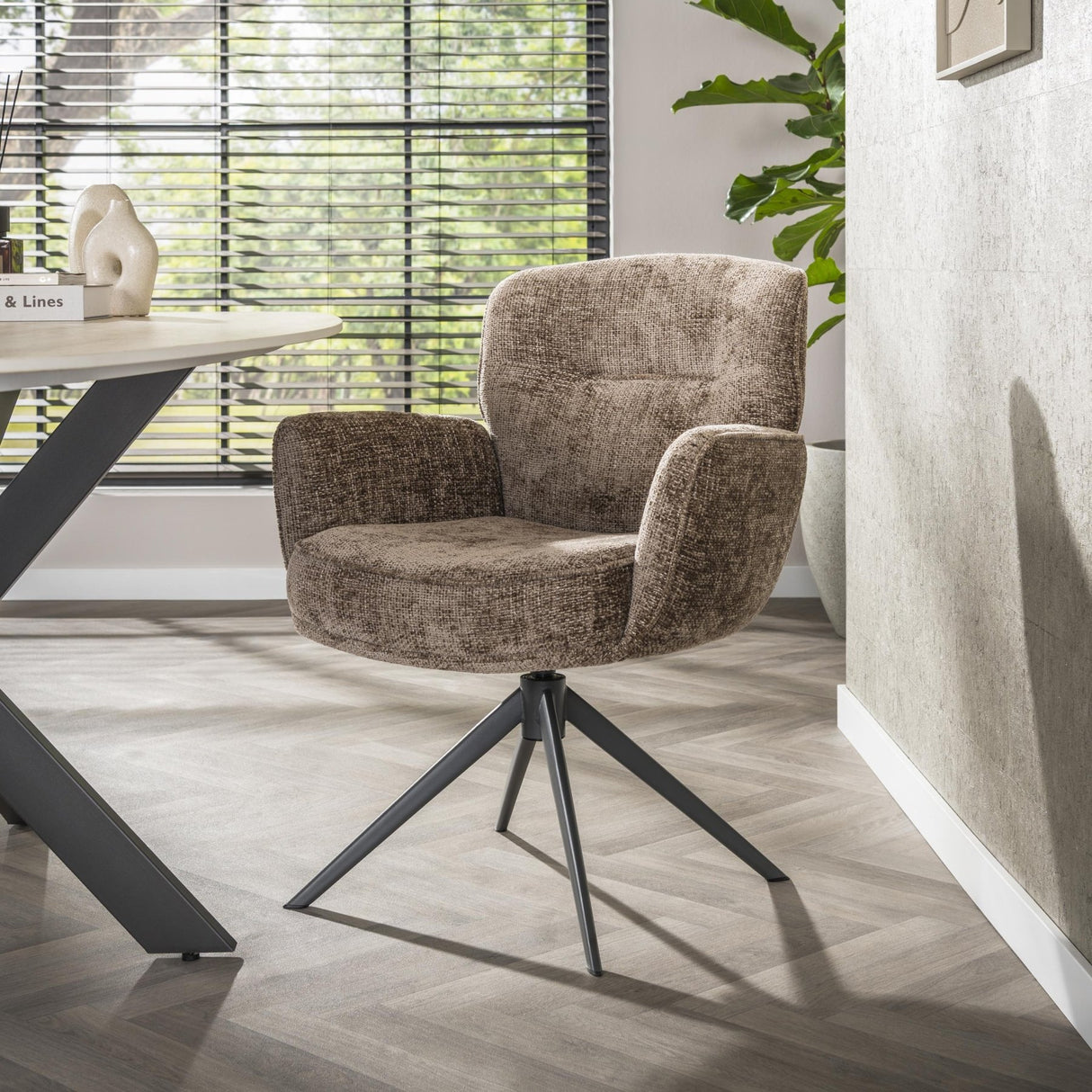 Sæt med 2 spisestuestole Milano drejelig Hoven rig champagne 