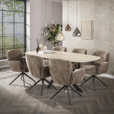 Sæt med 2 spisestuestole Milano drejelig Hoven rig champagne 