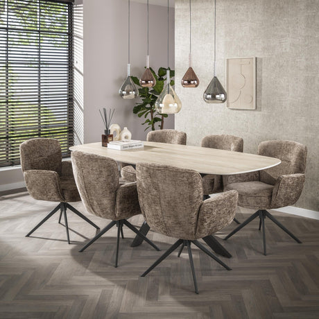 Sæt med 2 spisestuestole Milano drejelig Hoven rig champagne 