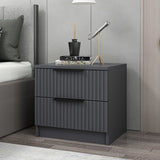 Nachtkastjes - Nachtkastje Kala Plus Antraciet Melamine 50x47x40 cm - Dimehouse