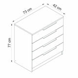 Kommode Kala Plus Valnød Melamin 73x77x42 cm