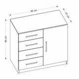 Kommode Bar Hvid Melamin 90x85x47 cm