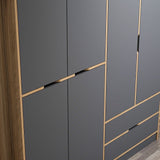 Kledingkasten - Kledingkast Elina Antraciet Goud Melamine 185x208x52 cm - Dimehouse