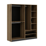Kledingkasten - Kledingkast Elina Antraciet Goud Melamine 185x208x52 cm - Dimehouse