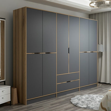 Garderobe Elina Antracit Guld Melamin 277x208x52 cm