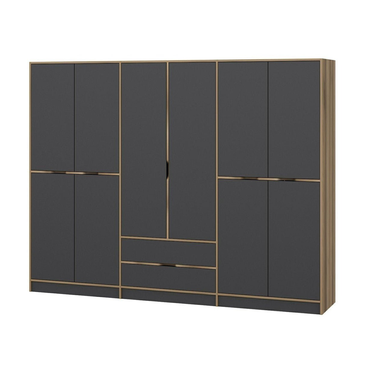 Garderobe Elina Antracit Guld Melamin 277x208x52 cm