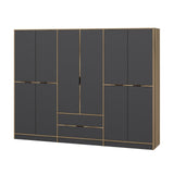Garderobe Elina Antracit Guld Melamin 277x208x52 cm