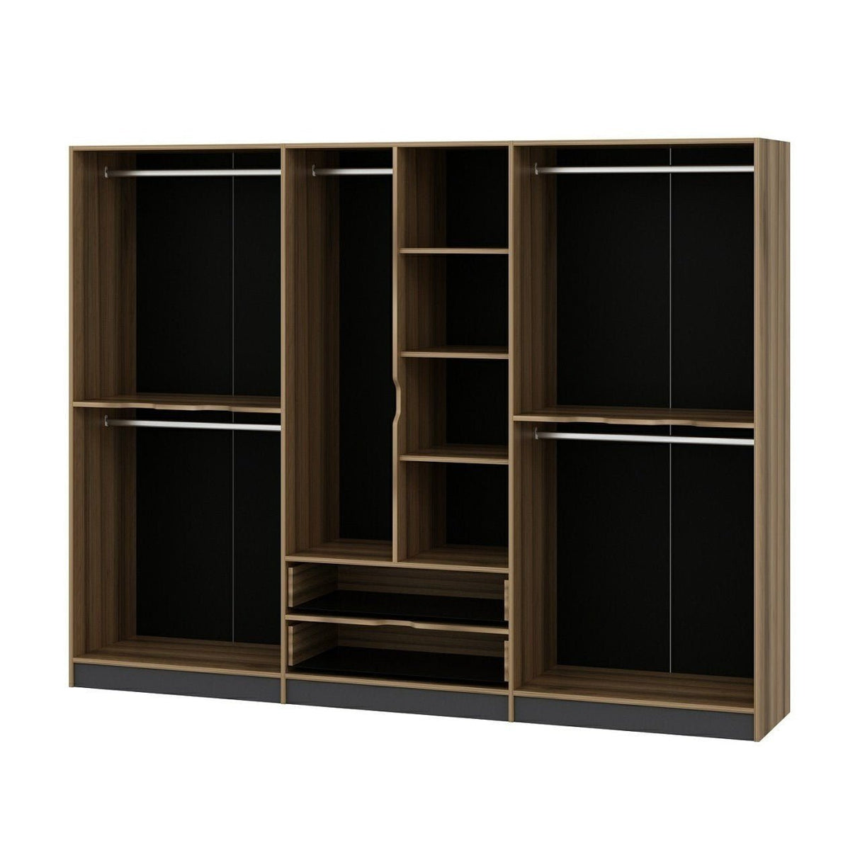 Garderobe Elina Antracit Guld Melamin 277x208x52 cm