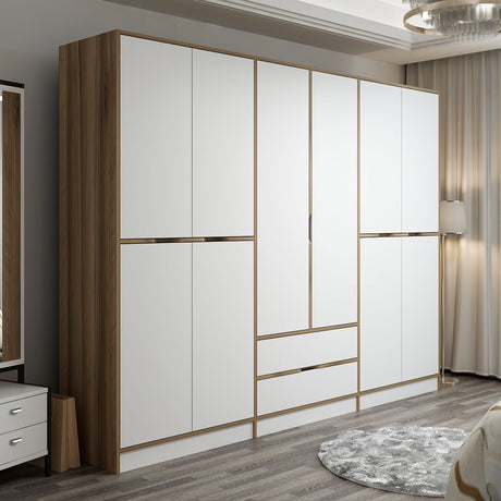 Kledingkasten - Kledingkast Elina Wit Goud Melamine 277x208x52 cm - Dimehouse