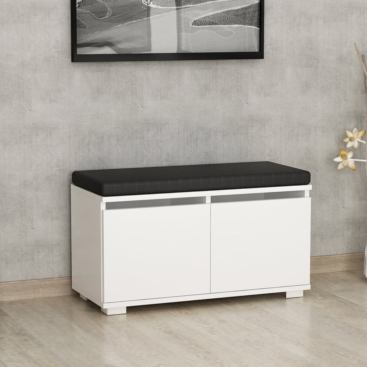 Schoenenkasten - Schoenenkast Drago Wit Melamine 80x42x35 cm - Dimehouse