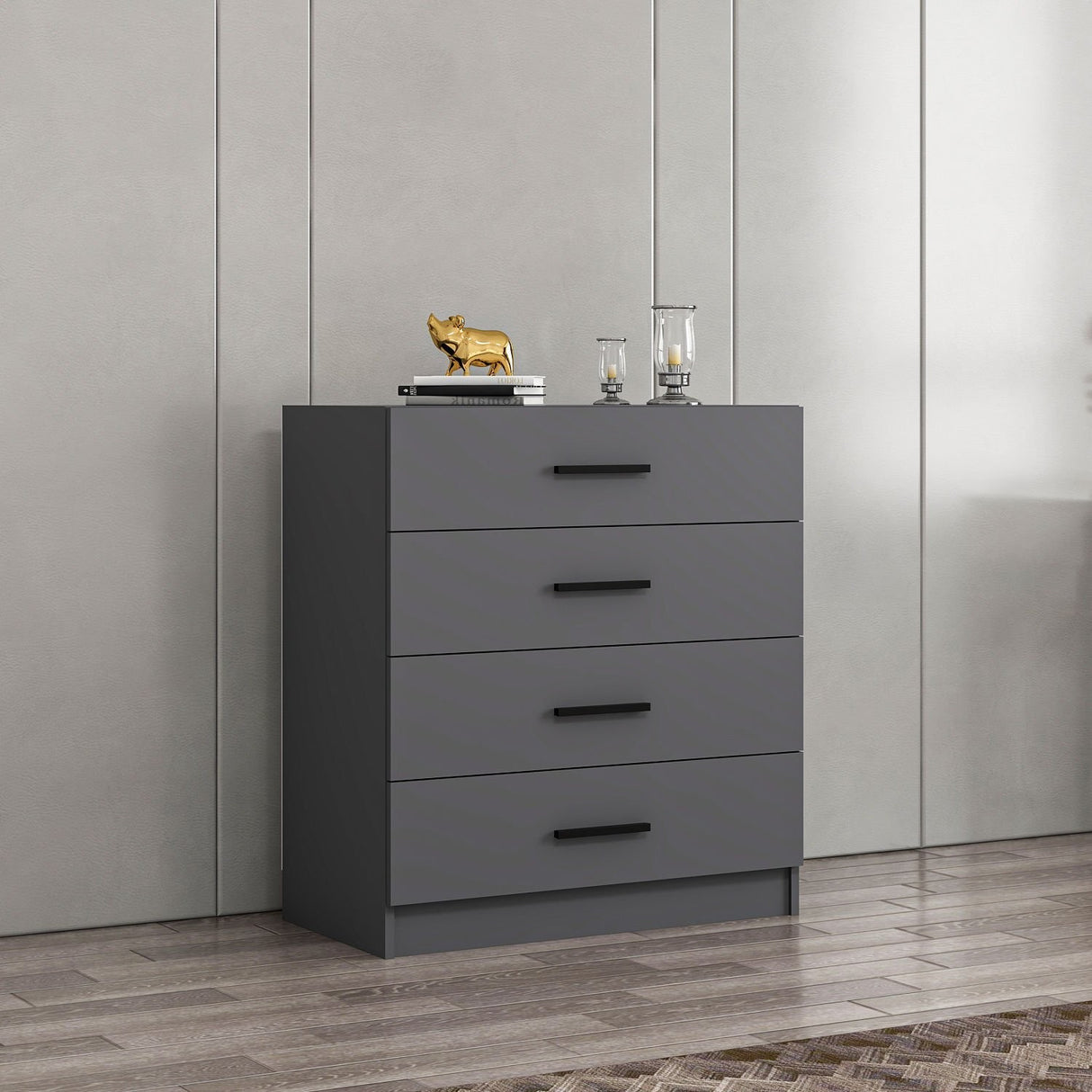 Ladekasten - Ladekast Kale TV Antraciet Melamine 90x100x47 cm - Dimehouse