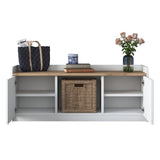 Schoenenkasten - Schoenenkast Samos Wit Walnoot Melamine - Dimehouse
