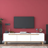 TV Meubels - TV Meubel Osiris Wit Licht Walnoot Melamine 180x48,6x35 cm - Dimehouse