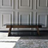 TV Meubels - TV Meubel Coral Walnoot Zwart Glas 158x45x40 cm - Dimehouse