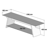 TV Meubels - TV Meubel Coral Walnoot Groen Glas 158x45x40 cm - Dimehouse