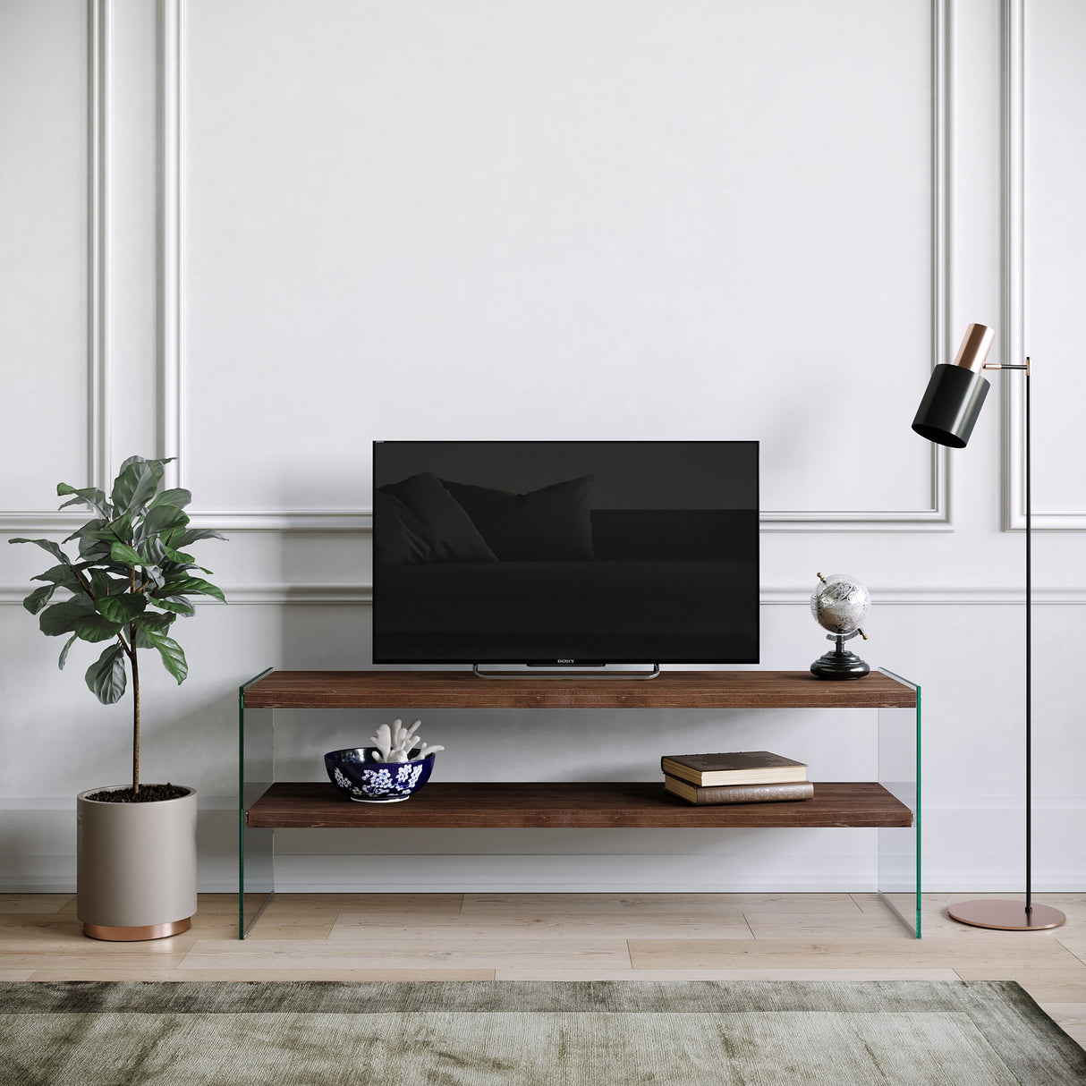 TV Meubels - TV Meubel Coral Donker Walnoot Dennenhout 120x45x35 cm - Dimehouse