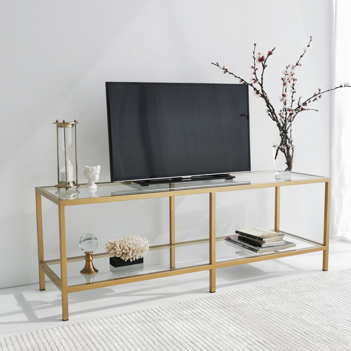 TV Møbler Basic Guld Guld Glas 130x45x40 cm