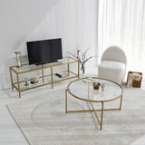 TV Møbler Basic Guld Guld Glas 130x45x40 cm