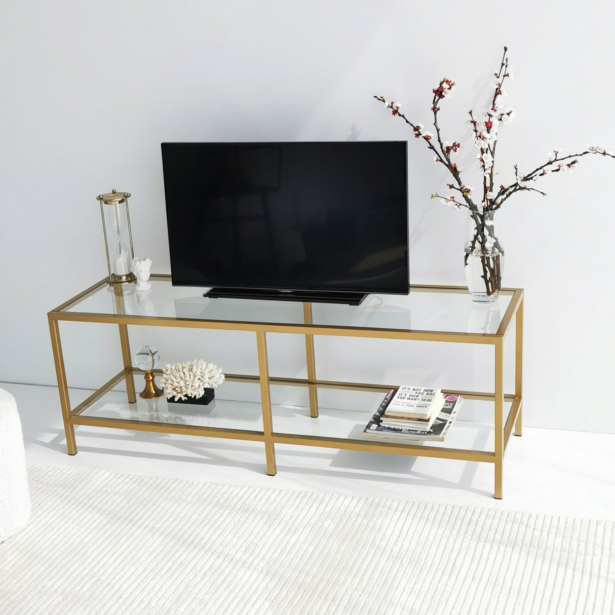 TV Møbler Basic Guld Guld Glas 130x45x40 cm