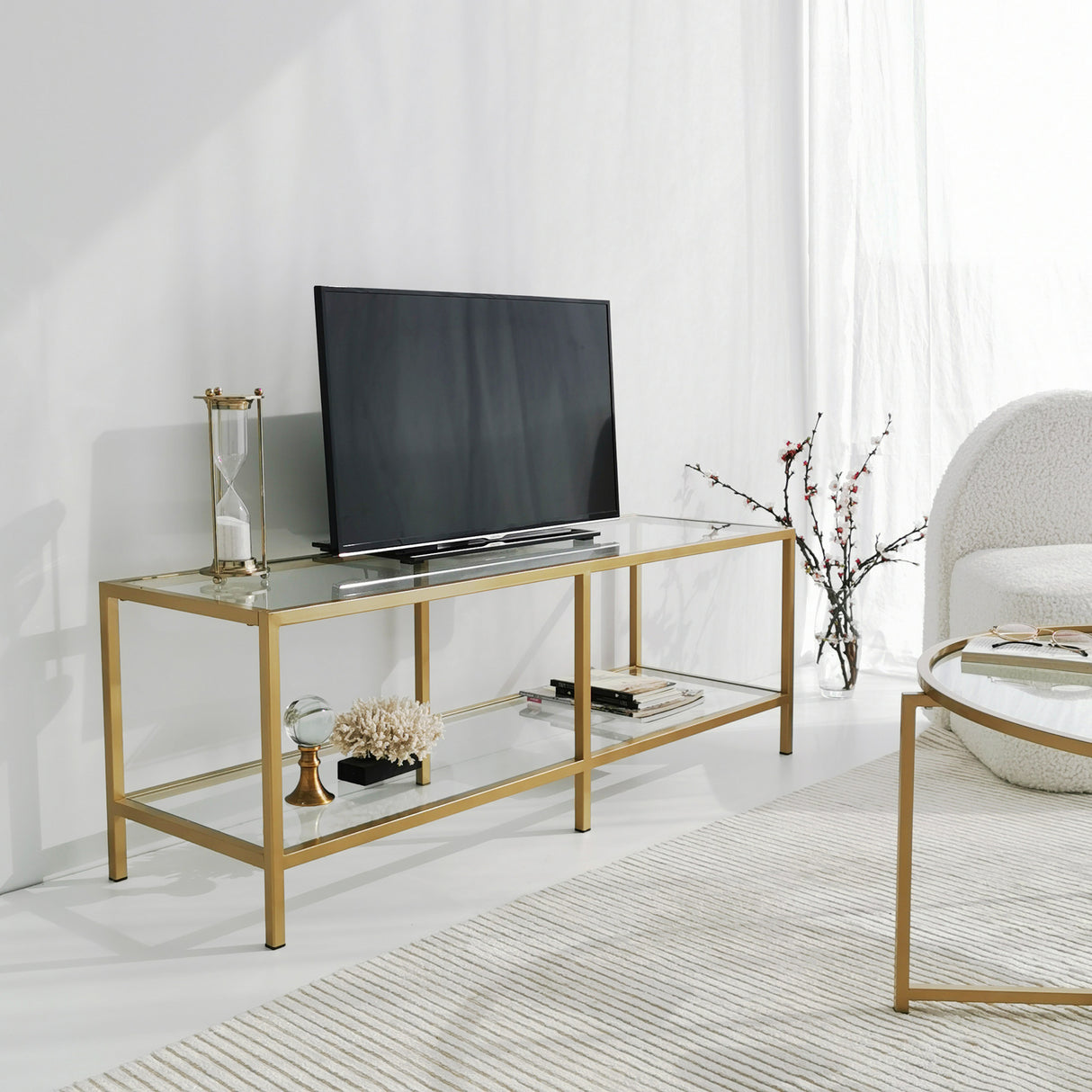 TV Møbler Basic Guld Guld Glas 130x45x40 cm