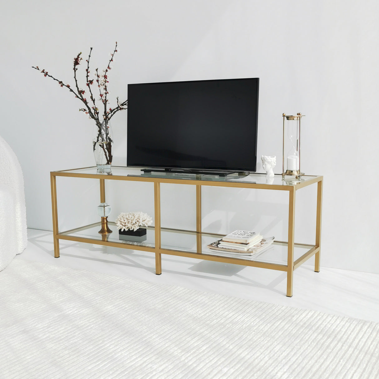 TV Møbler Basic Guld Guld Glas 130x45x40 cm
