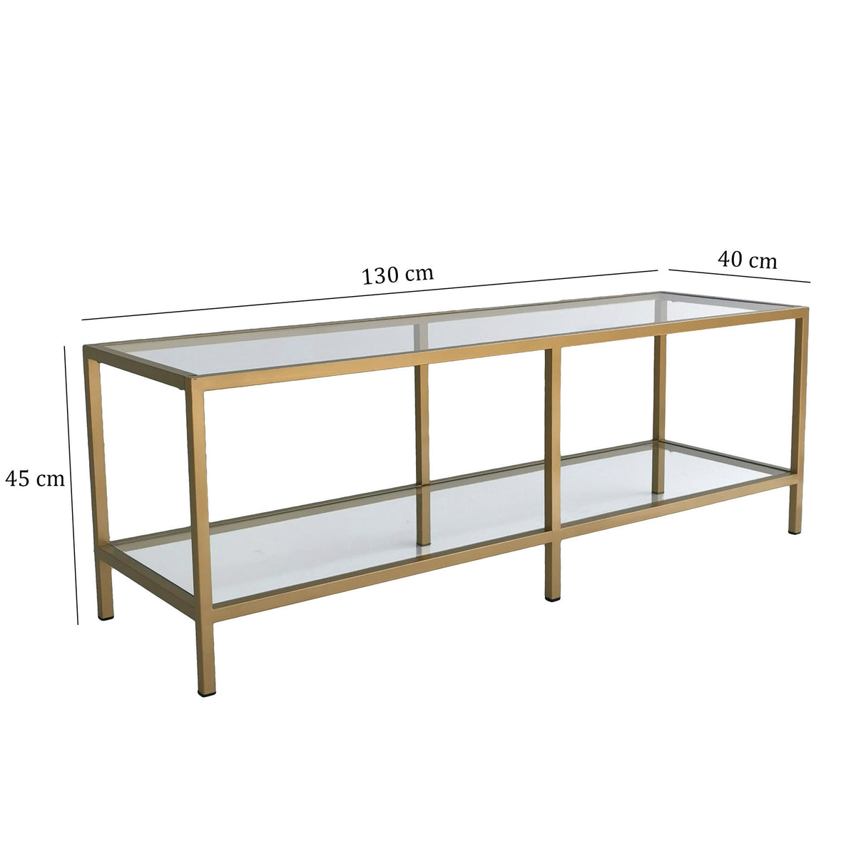 TV Møbler Basic Guld Guld Glas 130x45x40 cm