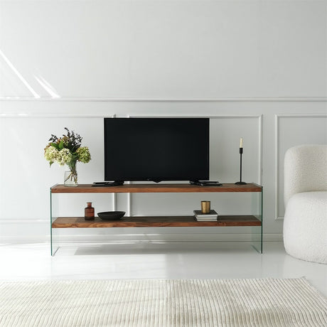 TV Meubels - TV Meubel Aqua Naturel Glas 140x45x35 cm - Dimehouse